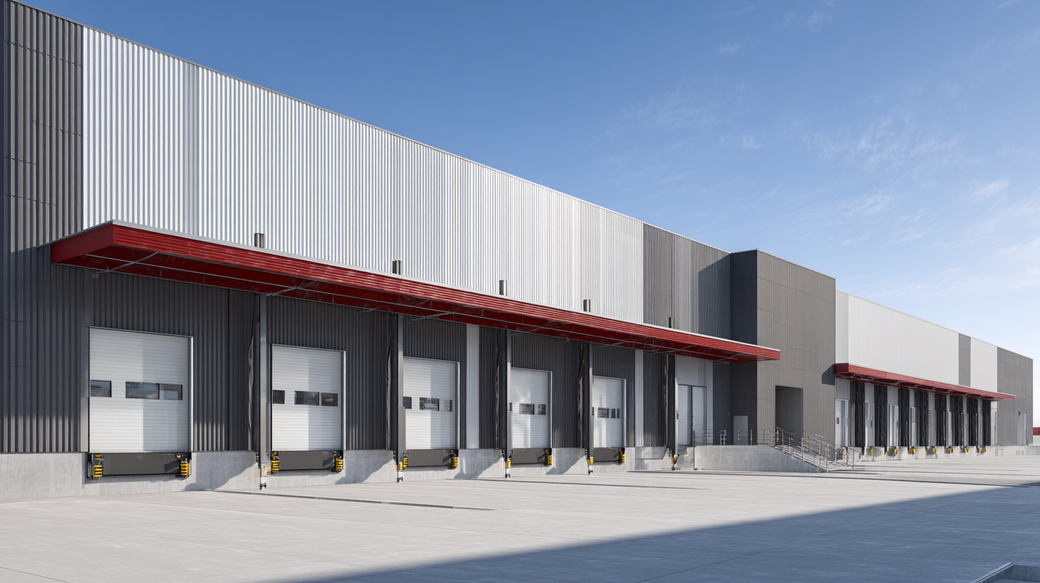 Sandwich-panel industrial hall exterior, modular insulated panels, steel frame, clean modern warehouse, wide-angle.